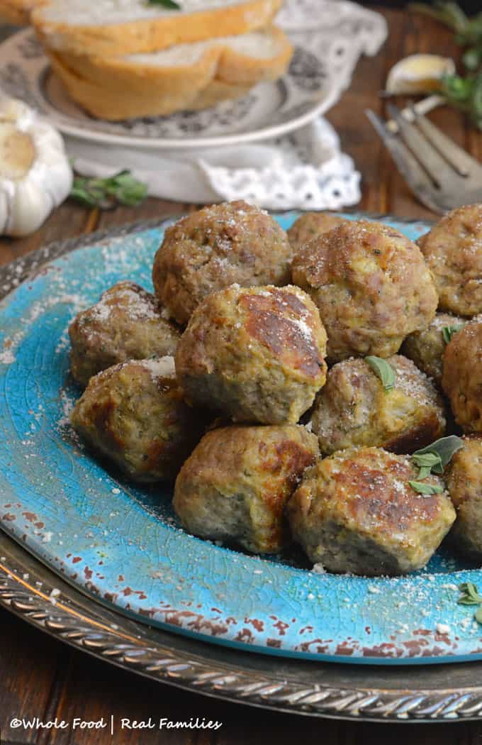 This is the most awesome meatball recipe ever. And I don't say that lightly. I keep them in my freezer for easy meal planning and add them to sauce, sandwiches, and we just eat them on their own!