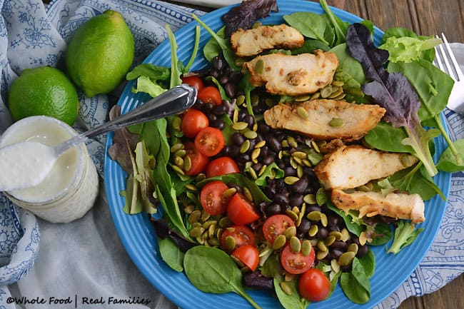 Chicken Black Bean Salad with Creamy Cumin Lime Dressing