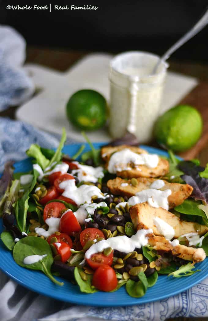 Chicken Black Bean Salad with Creamy Cumin Lime Dressing