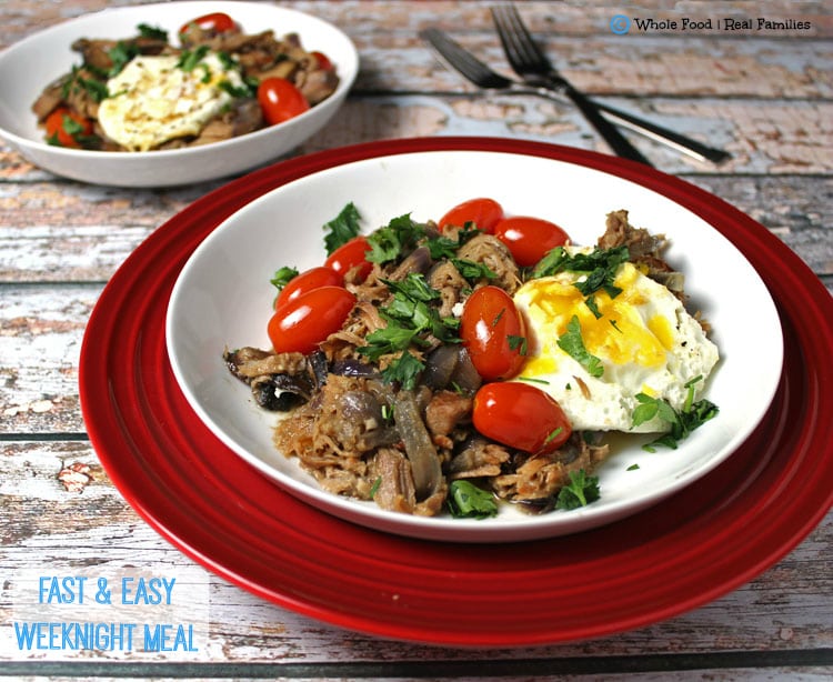 Pork and Mushroom Hash. A clean eating, whole food recipe. No refined ingredients.