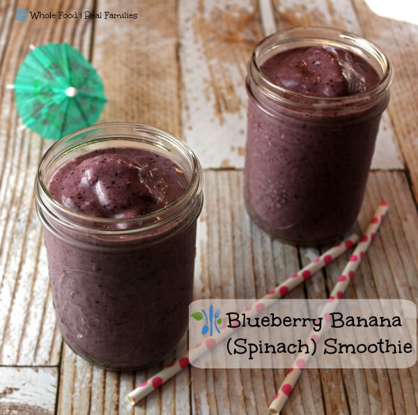 Blueberry Banana (Spinach) Smoothie. A clean eating, whole food recipe. No processed ingredients.