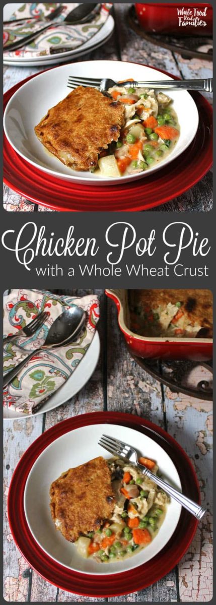 Looking for a Creamy Chicken Pot Pie recipe that isn't full of refined flour? This Chicken Pot Pie with a Whole Wheat Crust  has been updated to be a little healthier. But it tastes more like comfort food than anything else that comes out of my kitchen. Double the recipe for an easy freezer meal!