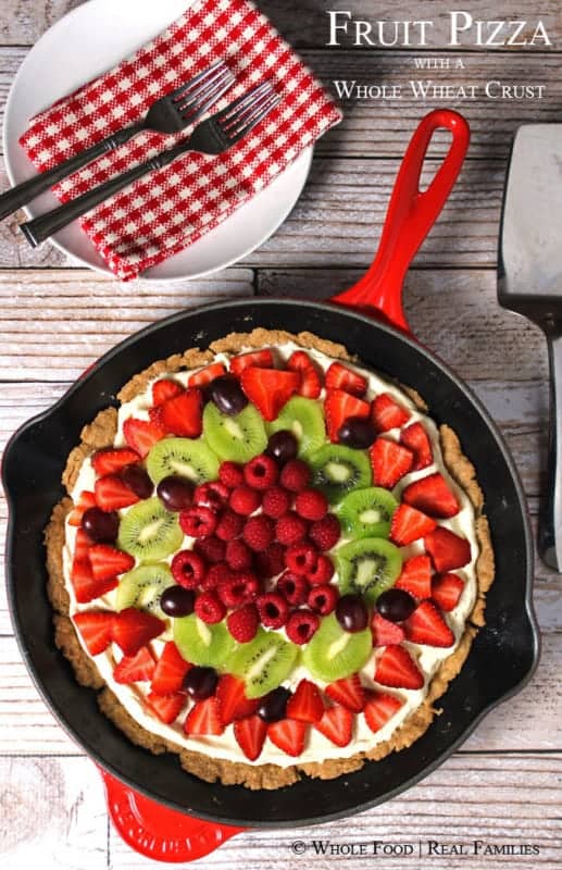 Fresh Fruit Pizza on a Whole Wheat Crust. A clean eating, whole food recipe. No refined ingredients. 