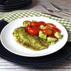 Tilapia with Classic Pesto. A clean eating, whole food recipe. No refined ingredients.