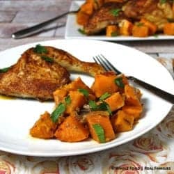Warm Spiced Chicken over Sweet Potatoes. A whole food, healthy recipe. No refined ingredients.