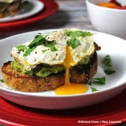 Avocado Crostini with Beef and Eggs