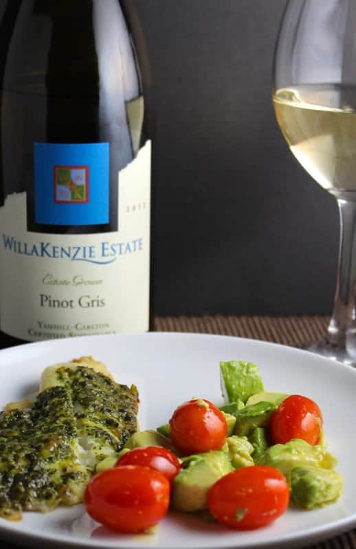 Pinot Gris Wine Pairing Tilapia with Classic Pesto