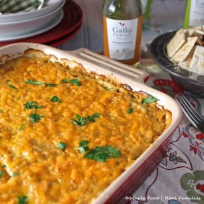 Buffalo Chicken Dip is the perfect recipe for your next tailgating party. Serve it as an appetizer or snack! #SundaySupper