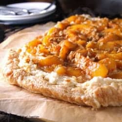 Peach Maple Mascarpone Dessert Pizza