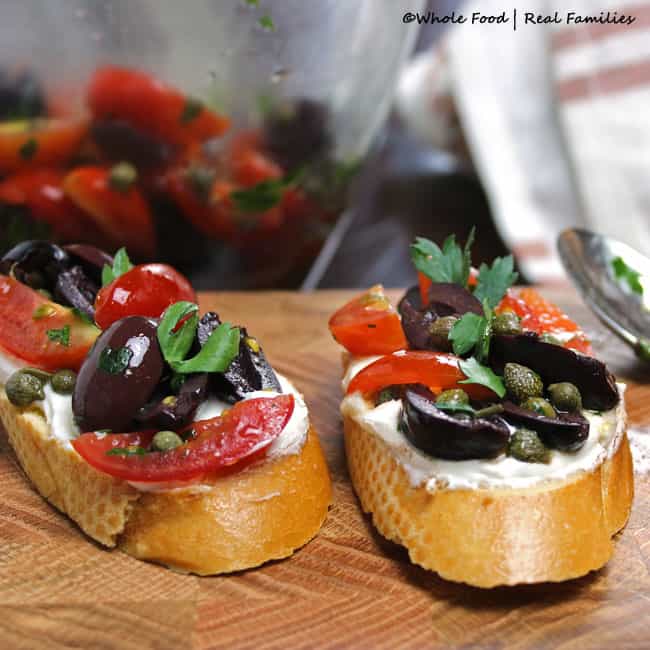 Olive Bruschetta with Whipped Goat Cheese