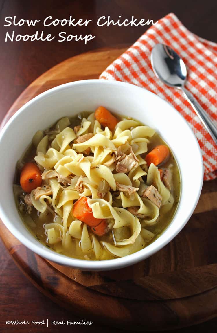 An easy Slow Cooker Chicken Noodle Soup recipe. Perfect dinner for sick kids and cold winters!
