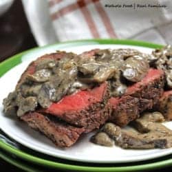 Peppercorn Beef Tenderloin Roast with Mushroom Cream Sauce