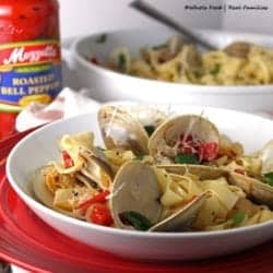 Clams and Roasted Red Pepper Linguine