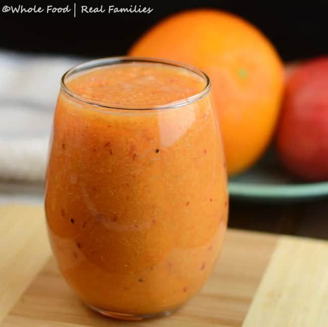 This Immune-Boosting Smoothie is delicious, easy, and my go-to breakfast when everyone in my house is sick. Not that my 3 kids ever get sick all at the same time. And then share their germs with me.