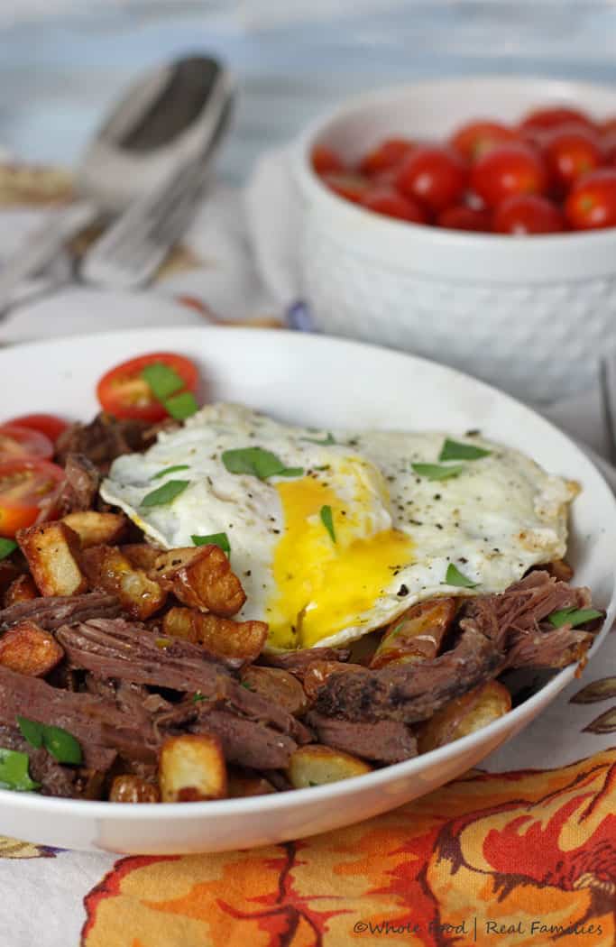 Beef and Eggs over Breakfast Potatoes