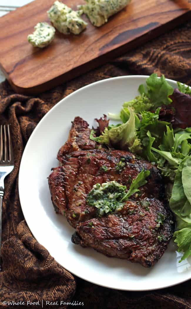 Ribeye with Garlic Shallot Compound Butter