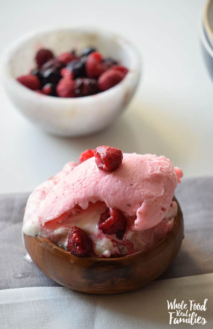 Healthy Raspberry Frozen Yogurt with berries