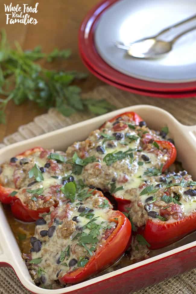 Sausage Quinoa Stuffed Peppers for an AWESOME dinner. And tips for making this recipe super kid friendly.