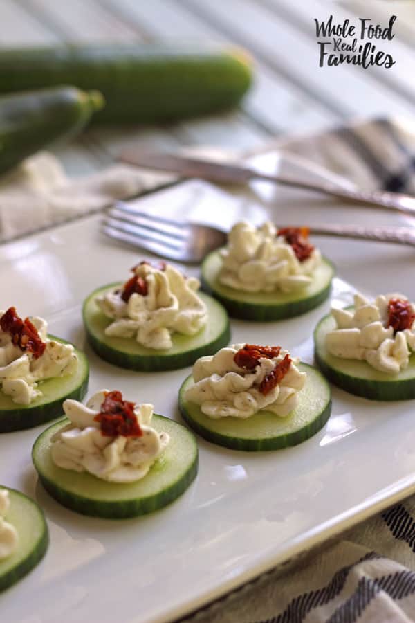 Cucumber Bites with Sundried Tomato Ribbons