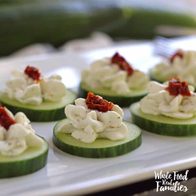 Cucumber Bites with Sundried Tomato Ribbons | My Nourished Home