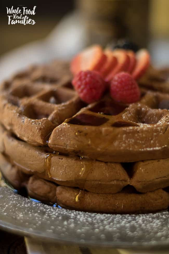 Chocolate Waffles use healthy substitutions to keep them in the breakfast rotation!