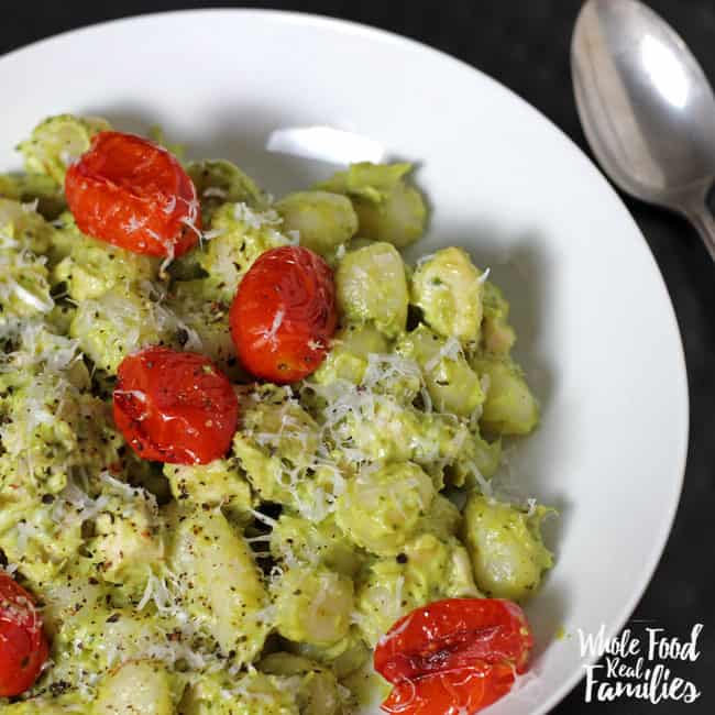 Creamy Pesto Gnocchi with Roasted Tomatoes