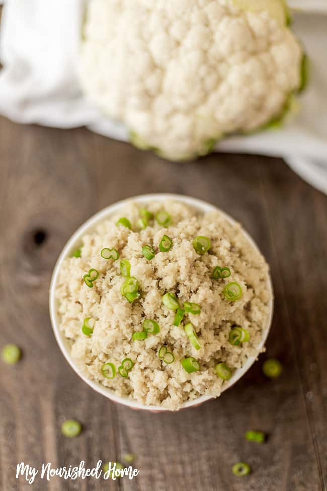 Make Cauliflower Rice as a side dish of substitue in rice-based dishes