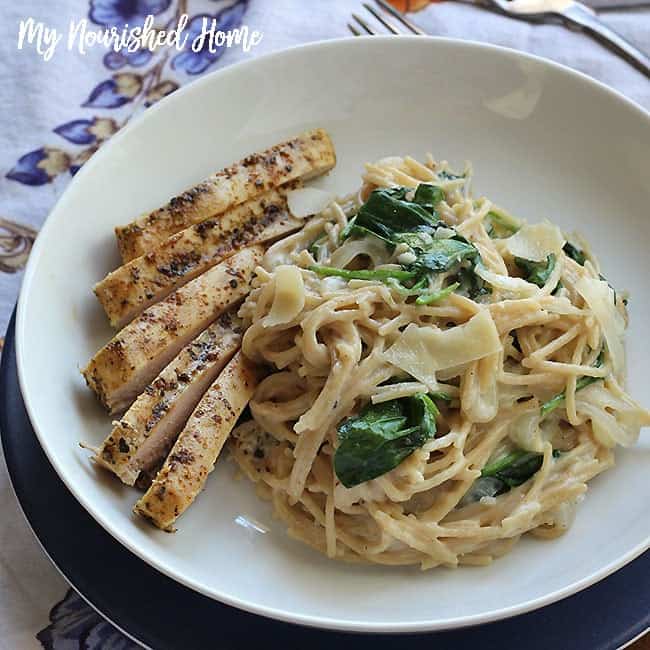 Spinach and Fontina Spaghetti