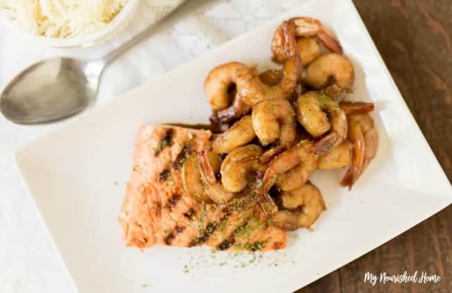 Quick and Easy Dinner for 2 - Salmon and Shrimp