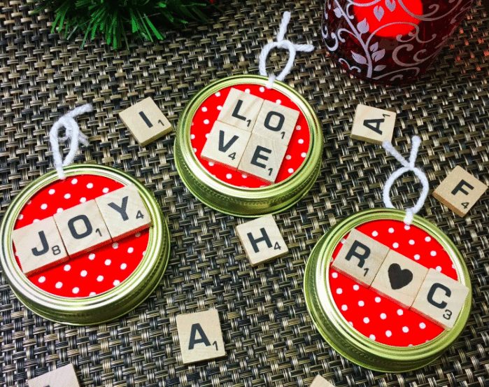 Scrabble Mason Jar Ornament