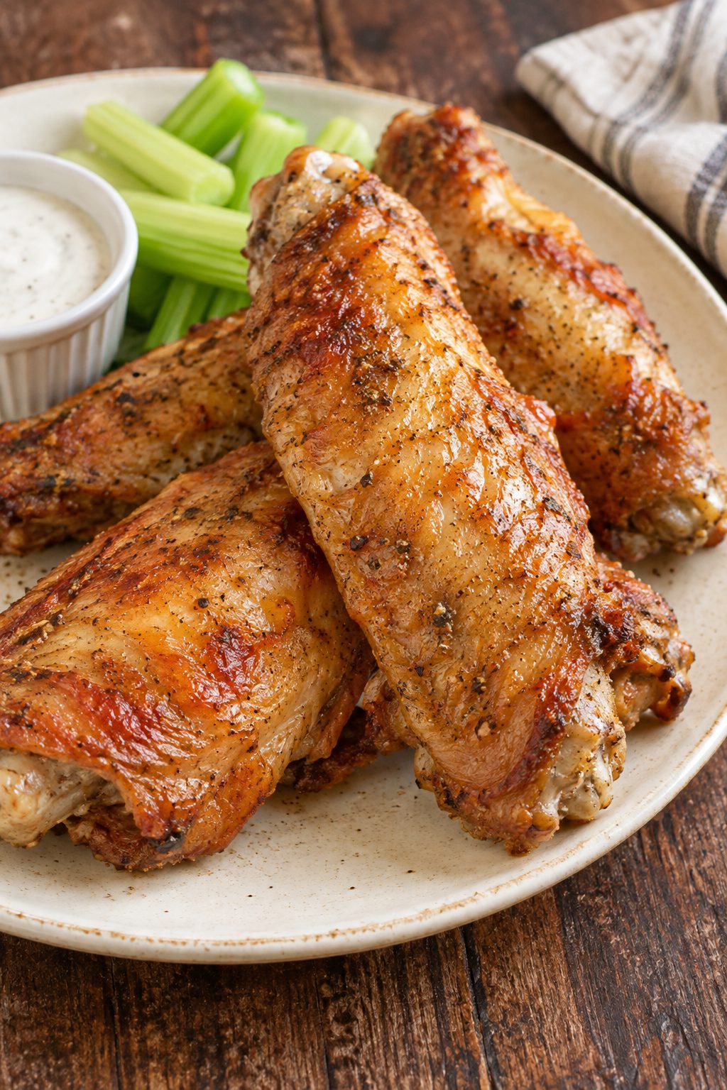 Baked Turkey Wings on a serving plate