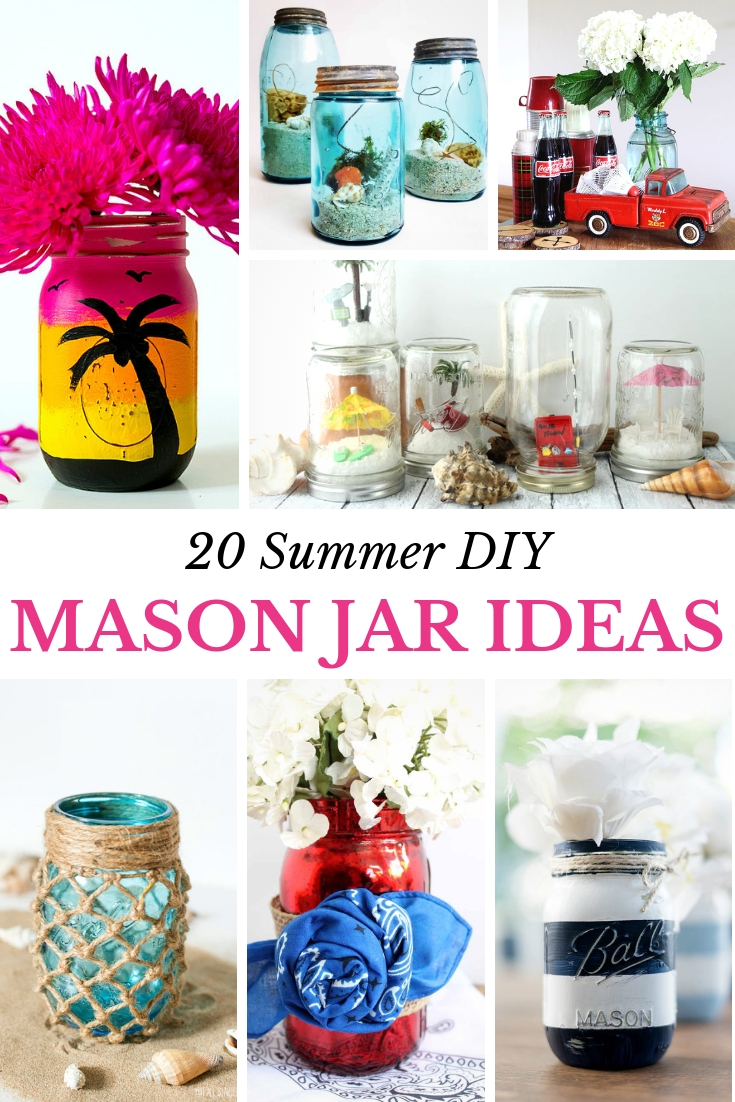 Summer Mason Jar Crafts you can do yourslef! Brighten your summer home decor with inexpensive, unique craft ideas.