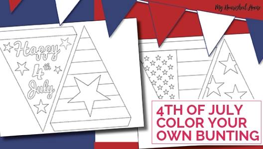 Fourth of July Color Your Own Bunting Paper Craft for Kids - MYNOURISHEDHOME.COM