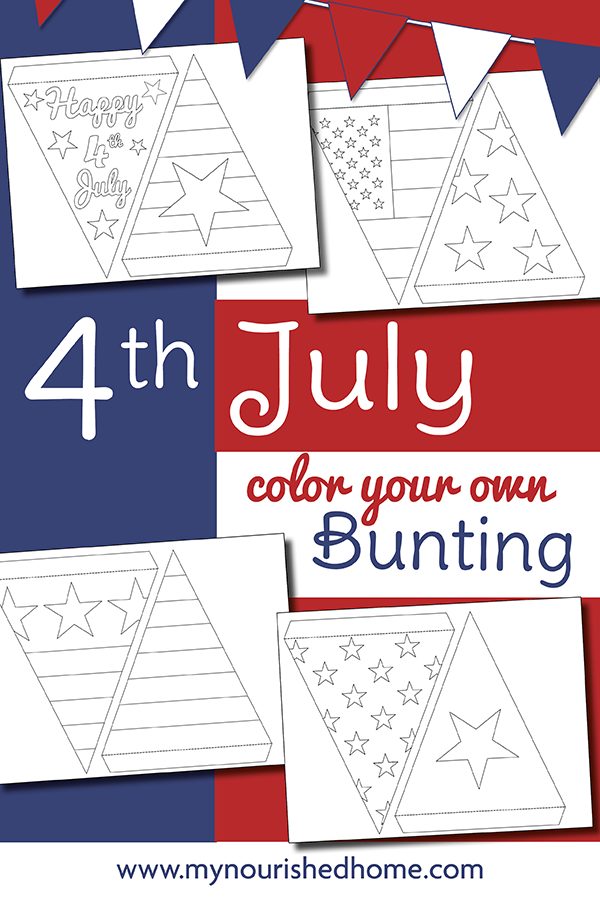 Fourth of July Color Your Own Bunting Craft from MyNourishedHome.com