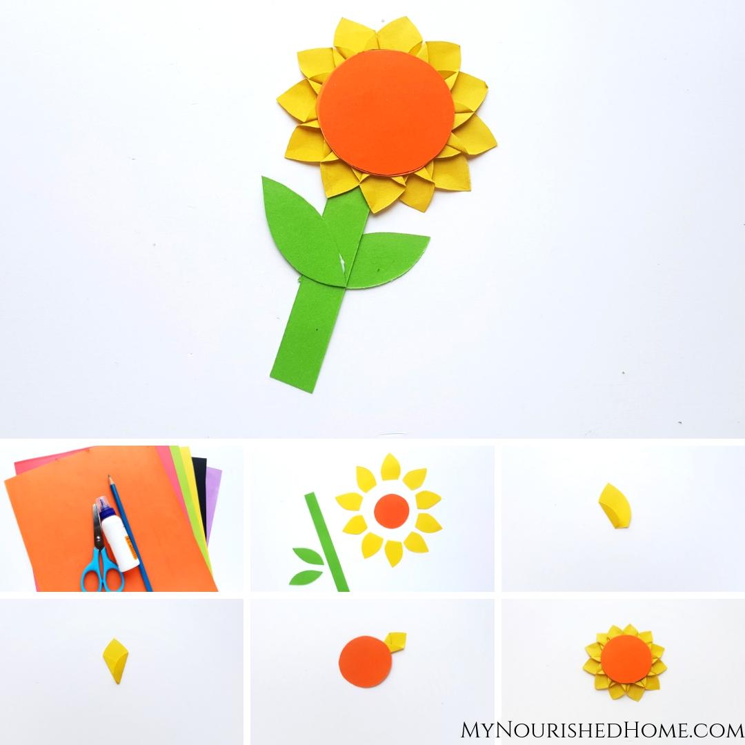 Paper Sunflower Kids Craft - MyNourishedHome.com