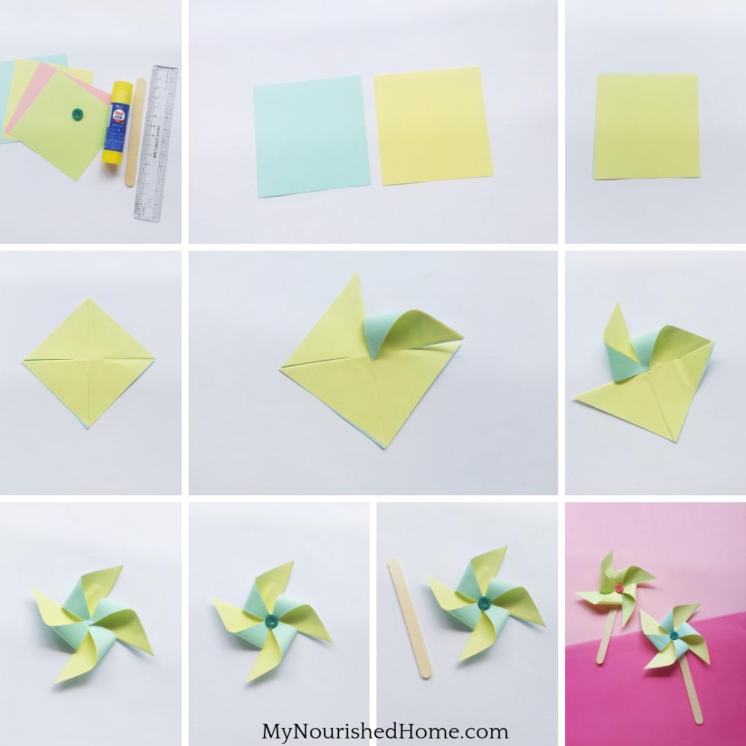 Step-by-Step Instructions for Making Paper Pinwheels - a Fun Kids Craft - MyNourishedHome.com