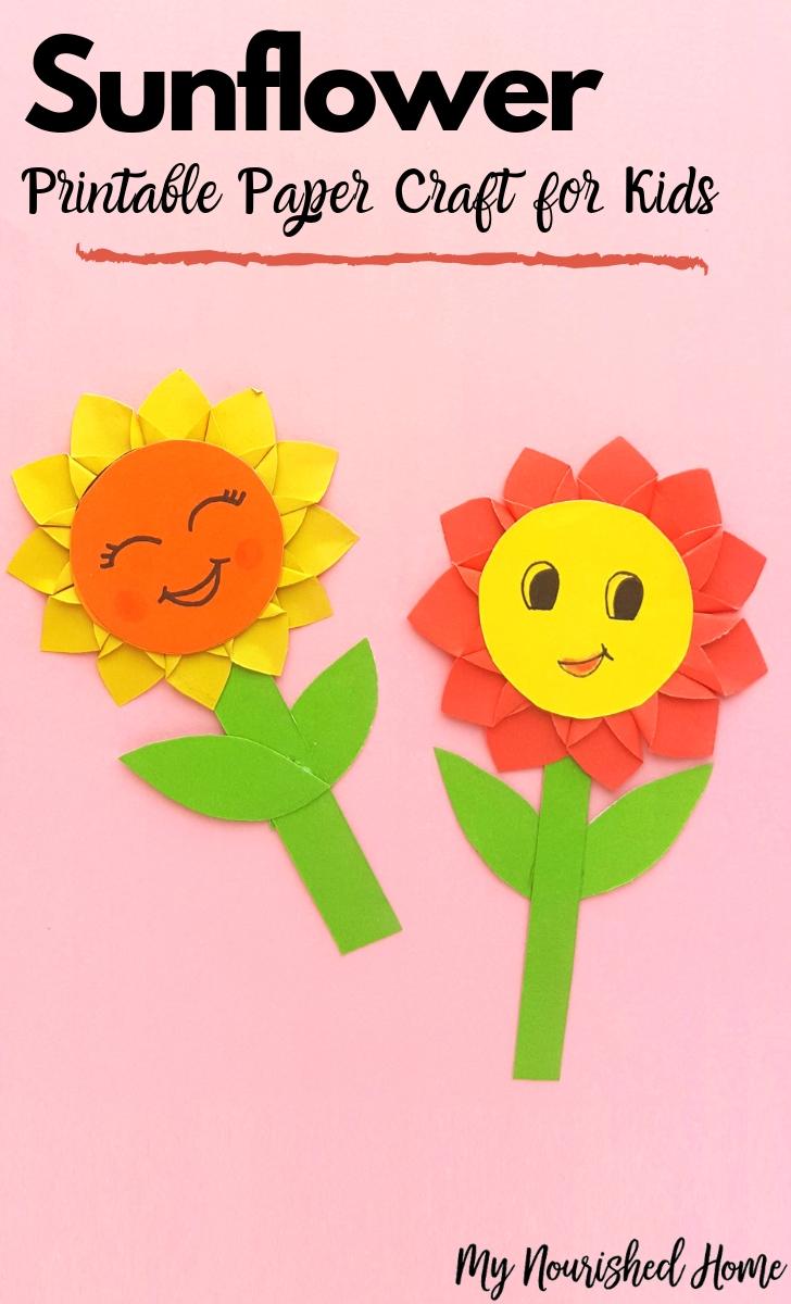 Sunflower Printable Paper Craft for Kids - MyNourishedHome.com