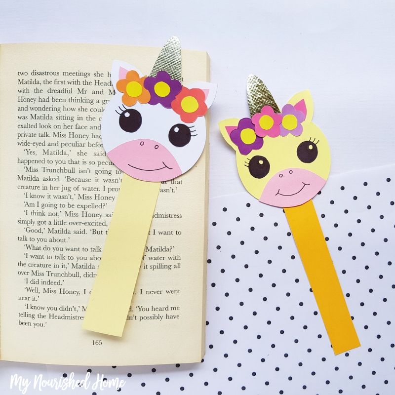 Paper Unicorn Bookmark Craft - MyNourishedHome.com