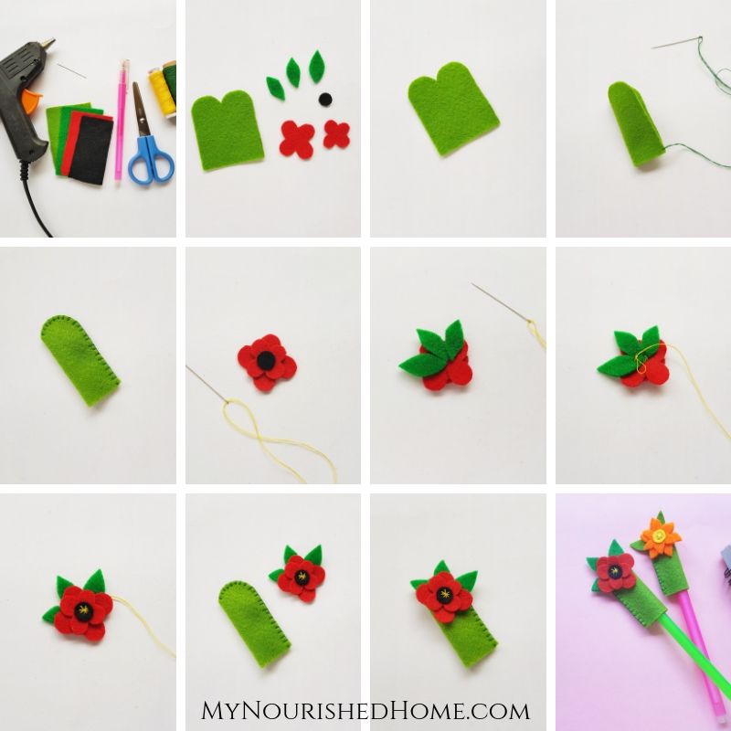 Step-by-Step Directions to Make a Felt Flower Pencil Topper - MyNourishedHome.com