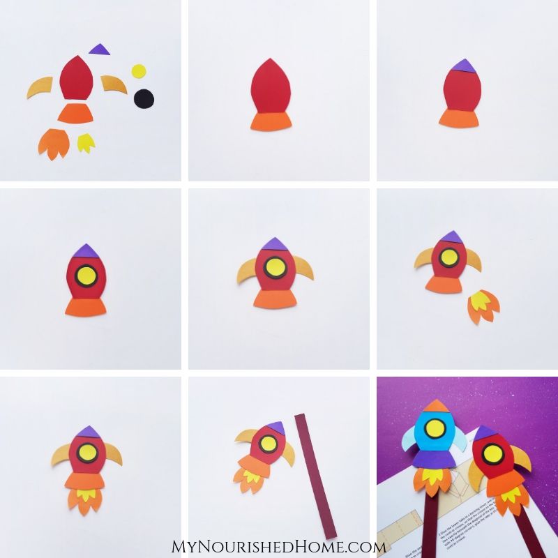 Step by Step Guide to Make Paper Rocket Bookmarks - MyNourishedHome.com