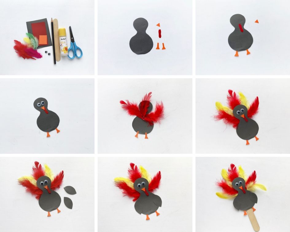 How to make a paper turkey puppet tutorial