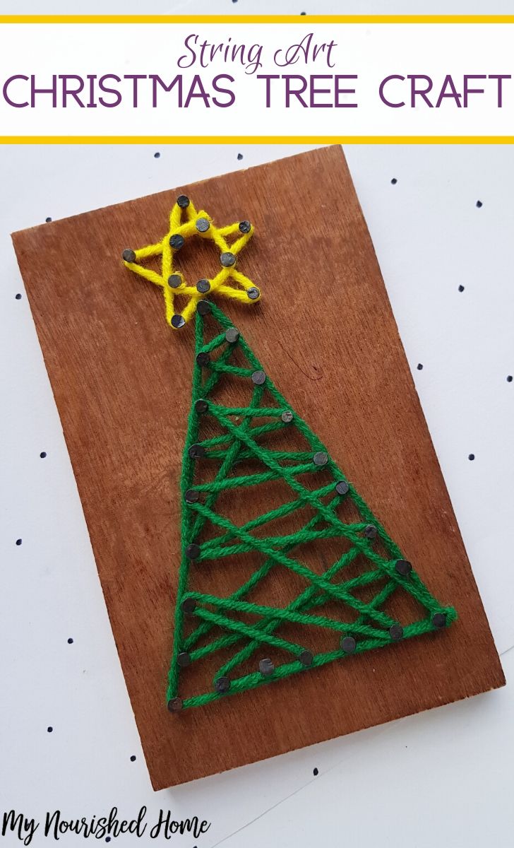 Make this String Art Christmas Tree Craft for Kids