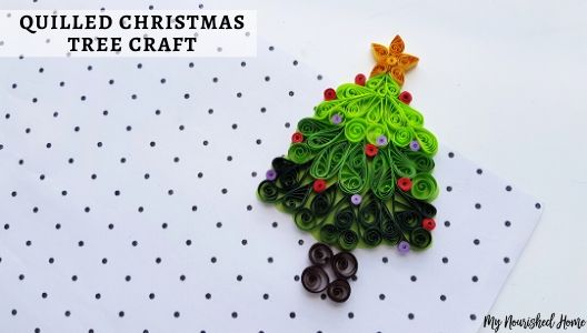 Christmas Tree Craft using strips of paper and a quilling tool