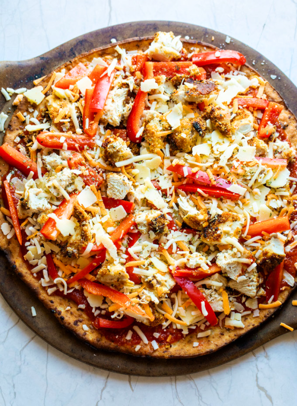 Parmesan pizza on baking stone