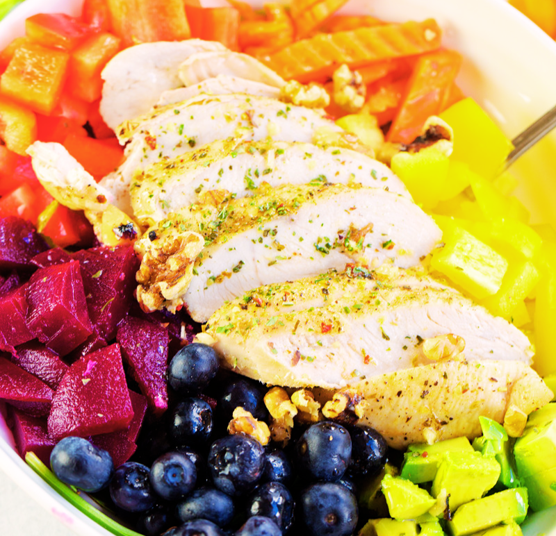 Rainbow Chicken ingredients in a bowl