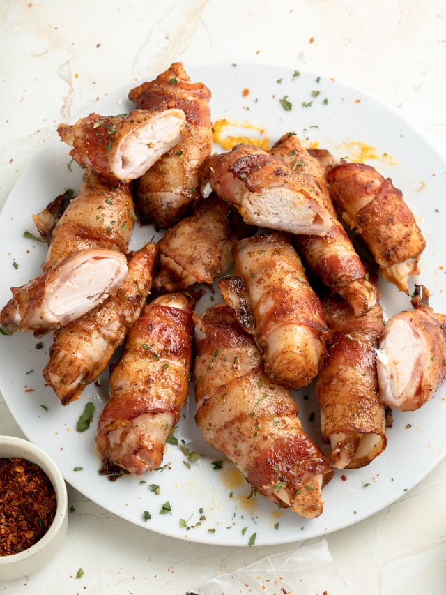 Bacon Wrapped Chicken Tenders With Cheddar Cheese My Nourished Home