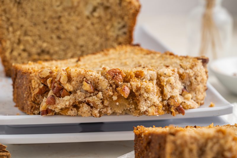 slice of apple bread on a plate