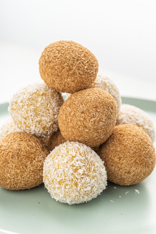 pumpkin balls stacked on a plate