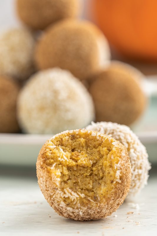 Keto No bake pumpkin balls on a plate