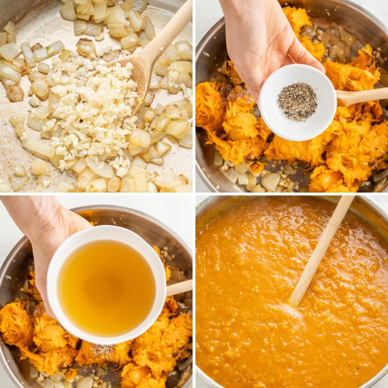 How to make roasted pumpkin soup directions with images.